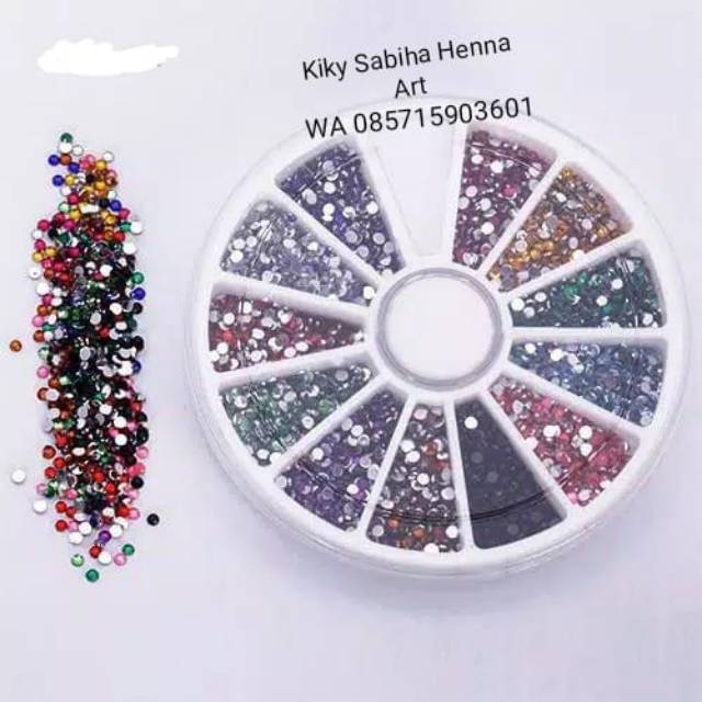 

Nail art 2mm 12warna isi 500pcs