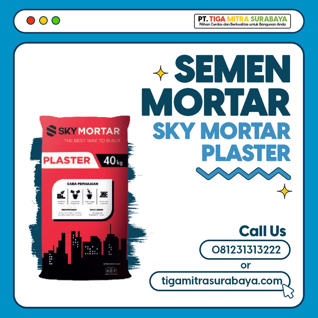 Semen Mortar Plaster Dinding // Sky Mortar Plaster @40 Kg