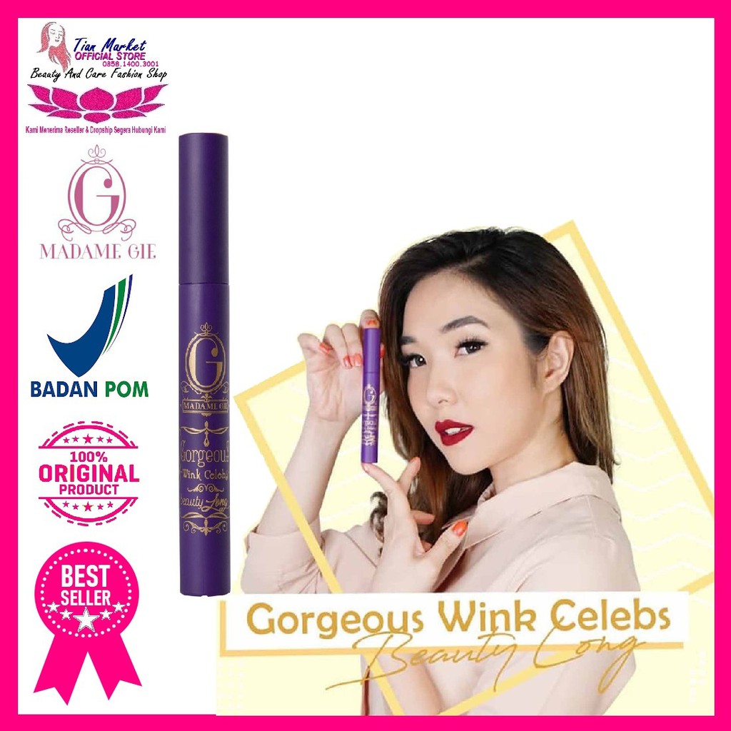 Madame Gie Gorgeus Wink Celebs Beauty Long MakeUp Maskara Waterproof Bpom