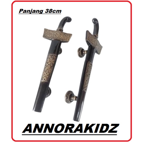 Handle Pintu Rumah Kuningan Motif Keris - Polished Brass Asli Kuningan