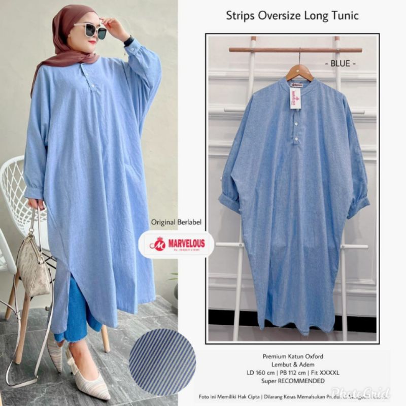 Tunik Strips || LD 160 PJ 115 Jumbo super