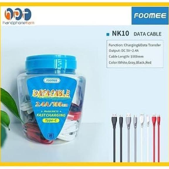 Baru Foomee NK10S Kabel Data Charger Type C 100cm Usb Kabel Data Color 2.4A - 1 TOPLES Terbaru