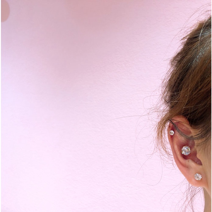 3 Cakar Kartilago Tujuan Ganda Anting-anting Stainless Steel Tragus Anting Fashion 1 Stud -PD