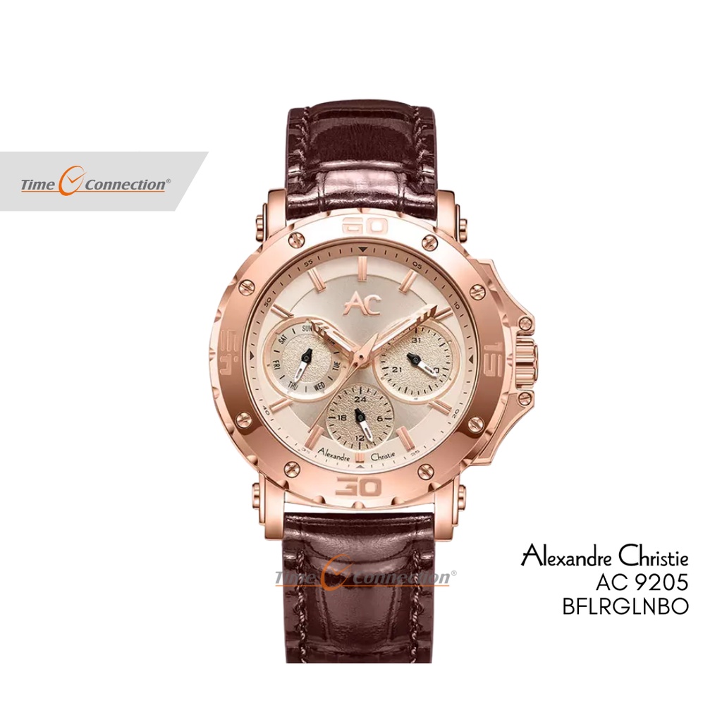 Alexandre Christie AC 9205 BFLRGLNBO Coklat Rosegold Original / Jam Tangan Wanita Kulit / AC Collect