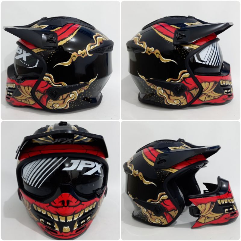 Helm fullface JPX MX 726R motif MX06 second syndicate black metalic/doff