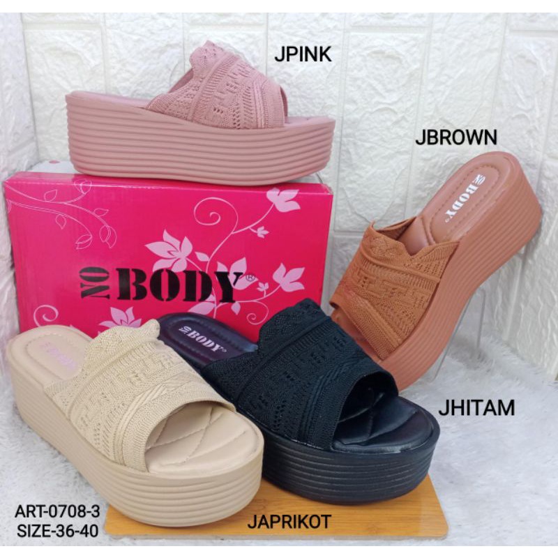 SANDAL WEDGES IMPORT WANITA NOBODY 0708-3