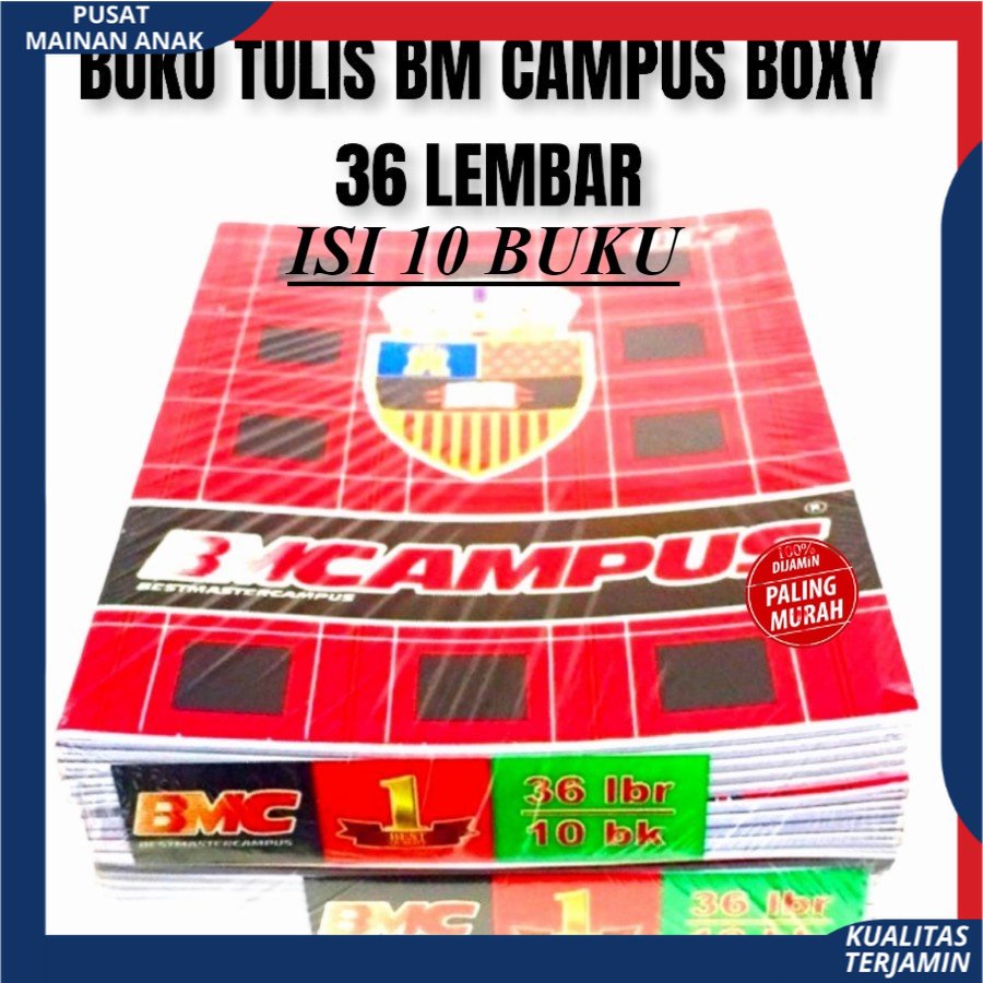 1 PACK ISI 10 PCS BUKU TULIS BM CAMPUS 36 LEMBAR UKURAN BOXY PMA