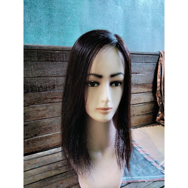 wig toupee wanita/wig penutup botak/wig penambah volume rambut/wig human hair