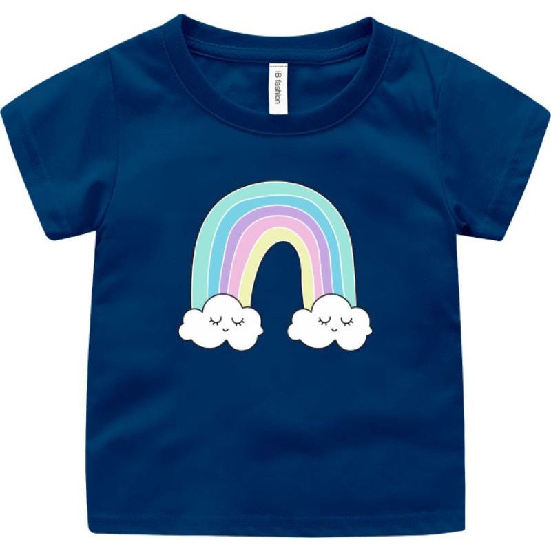 Kaos Anak Cewe Umur 2_15 Tahun Tshirt Baju Anak Perempuan Murah Motif Rainbow Uxlo Fashion