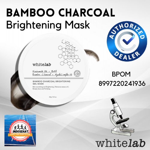 WHITELAB Bamboo Charcoal Brightening Gel Mask - Masker Perawatan Pelembab Pencerah Pembersih Kulit Wajah Lelah Kering Kusam Kotor