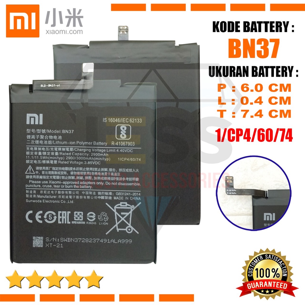 Baterai Battery Original Xiaomi BN37 &amp; BN-37 For Tipe HP Redmi 6 - Redmi 6A - M1804C3DG - M1804C3DI - M1804C3DH - M1804C3CG - M1804C3CE