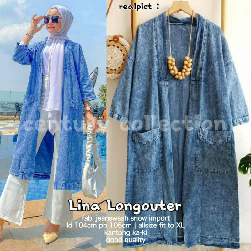 FASHION MUSLIM PAKAIAN WANITA OUTER LINA LONG OUTER KEKINIAN TERMURAH