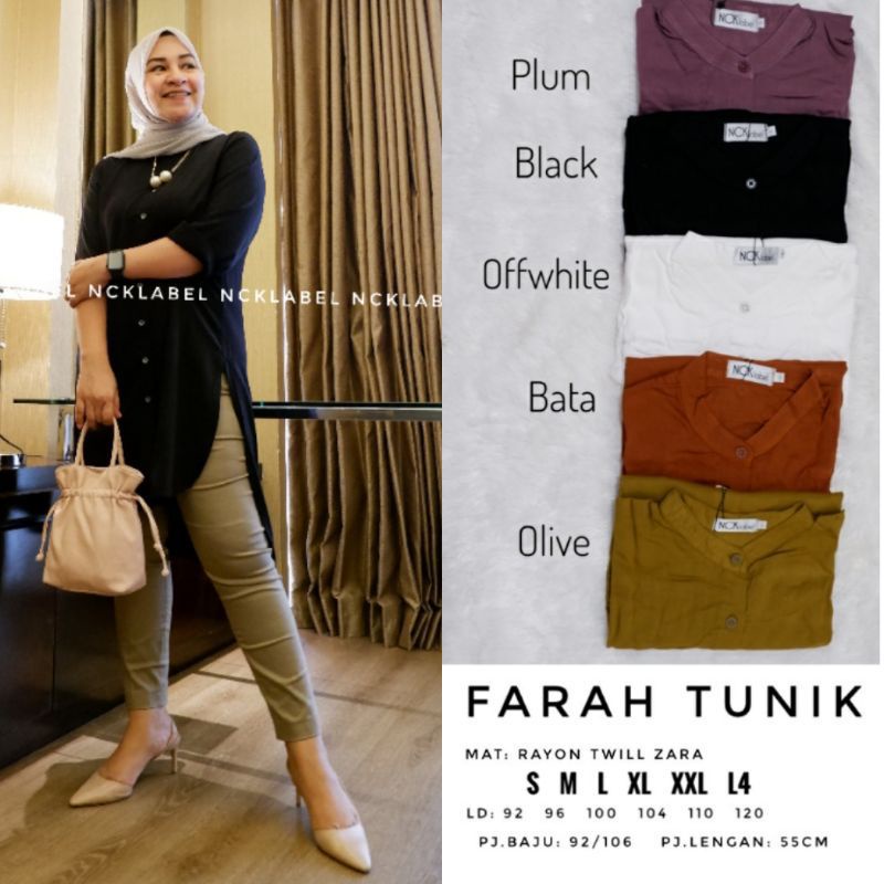 MIRAH  & FARAH TUNIK by ORIGINAL NCK Label TUNIK BARU RAYON TWILL ZARA (BISA COD) terlaris STOK READ