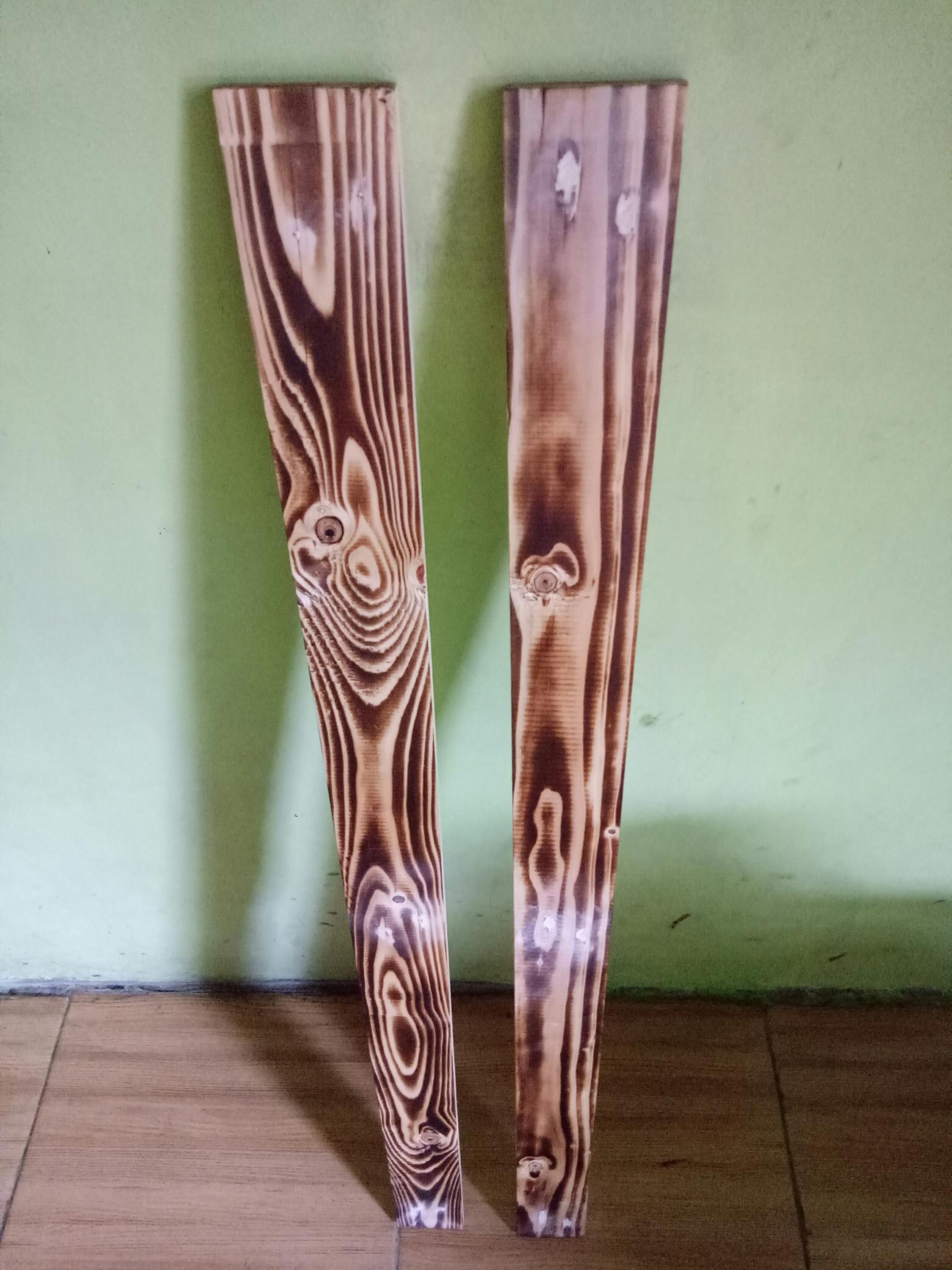 Papan Kayu Jati Belanda Motif Bakar & Polos 100cm