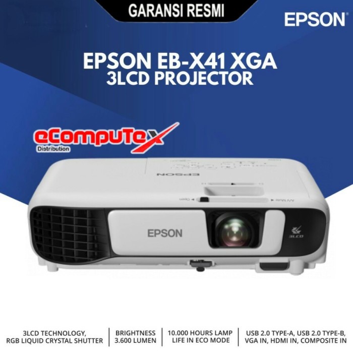 PROJECTOR EPSON EB X41 / PROYEKTOR EBX41 XGA 3LCD VGA HDMI GARANSI RESMI