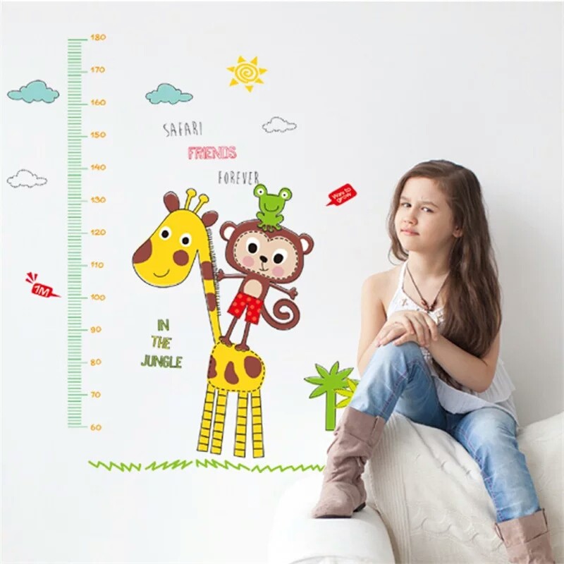 RELIZA WALL STICKER PENGUKUR TINGGI BADAN ANIMAL HEWAN JERAPAH GROW UP ABC1048 STIKER DINDING