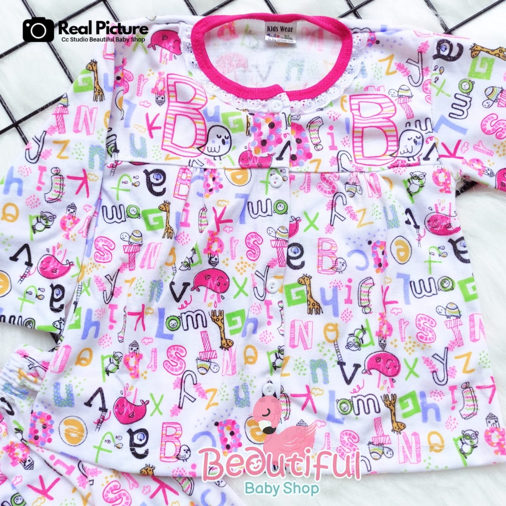 Baby.ou - Setelan Baju Bayi Perempuan Lengan Panjang Celana Panjang Motif Huruf / Setelan Piyama Bayi Perempuan / Baju Bayi Panjang Perempuan / Baju Tidur Bayi Merk Syifana