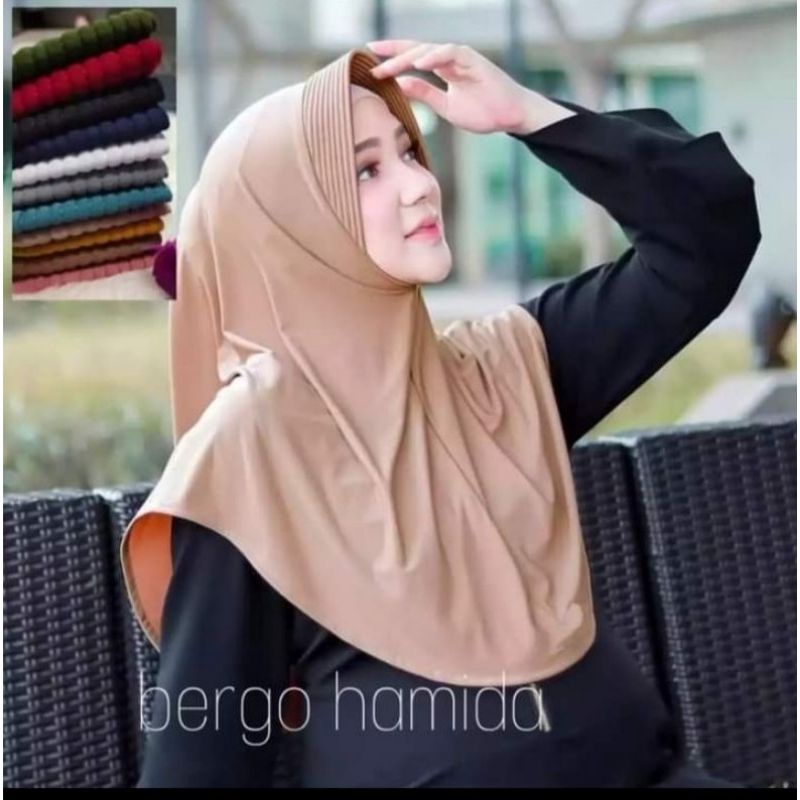 Bergo Hamidah / Kerudung Bergo Hamidah / Jilbab Instan / Hijab sport Jersey-1