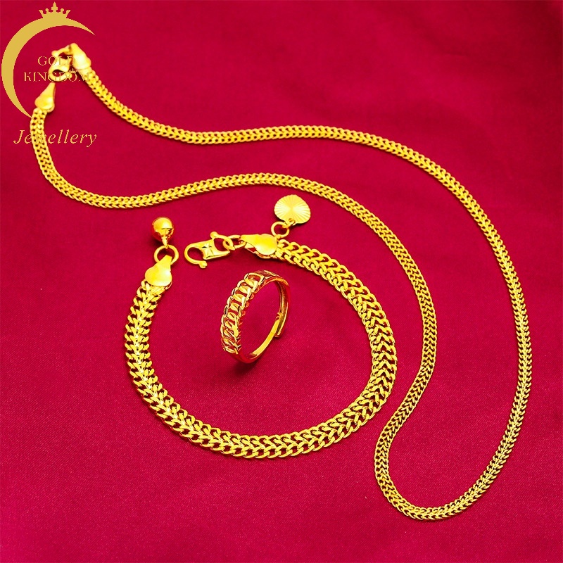 Set Kalung Gelang 24K Gaya Vintage Untuk Wanita