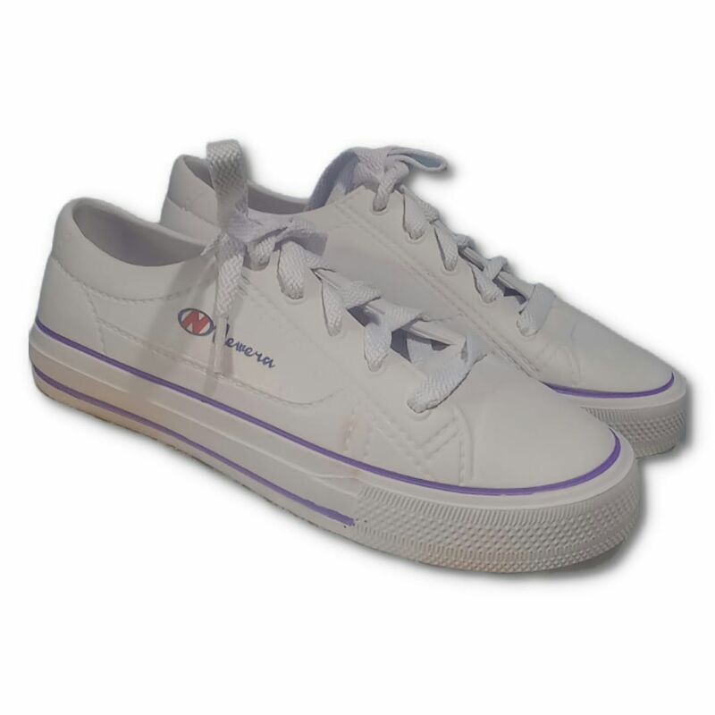 New Era 9031 - Sepatu Karet Putih Tali Bahan Pylon / Sepatu Putih Karet Sneaker Wanita