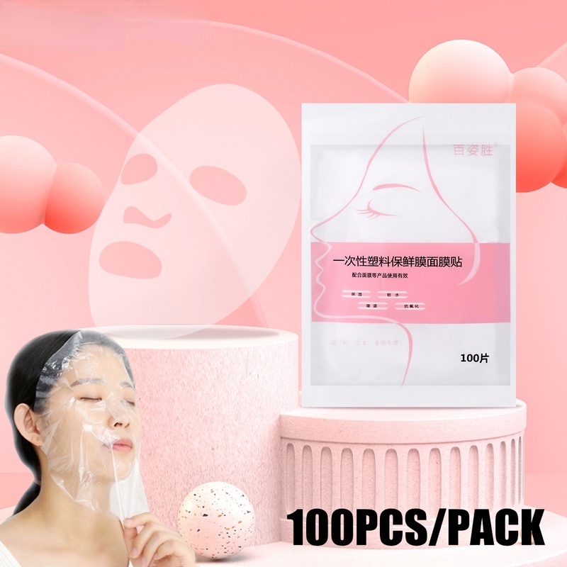 100pcs Masker Plastik Bening Portable Melembabkan Menyegarkan Wajah