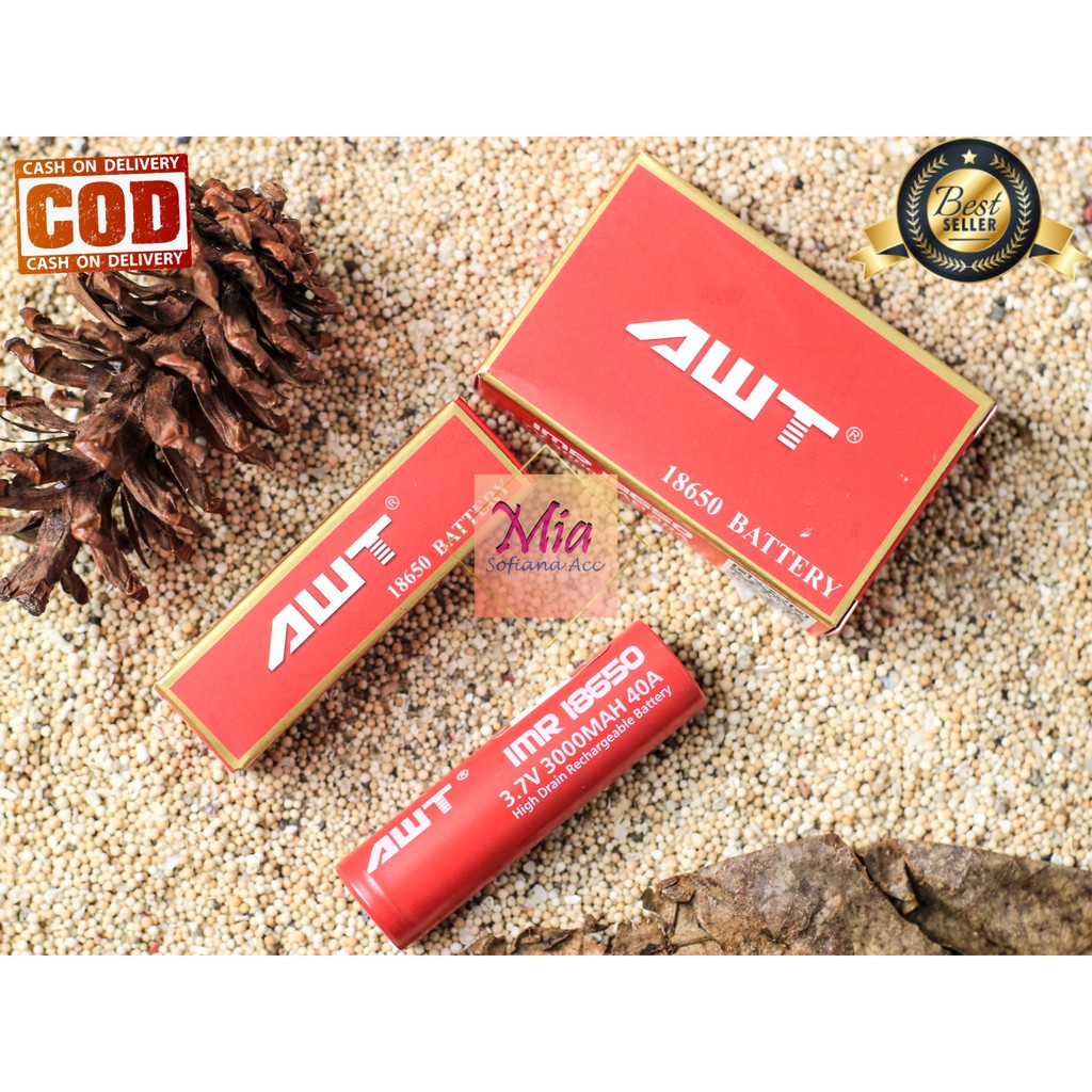 BATERAI VAPOOR AWT MERAH IMR 18650 BATRE VAPEE 3000mAh KUALITAS AUTHENTIC HARGA 1 PCS