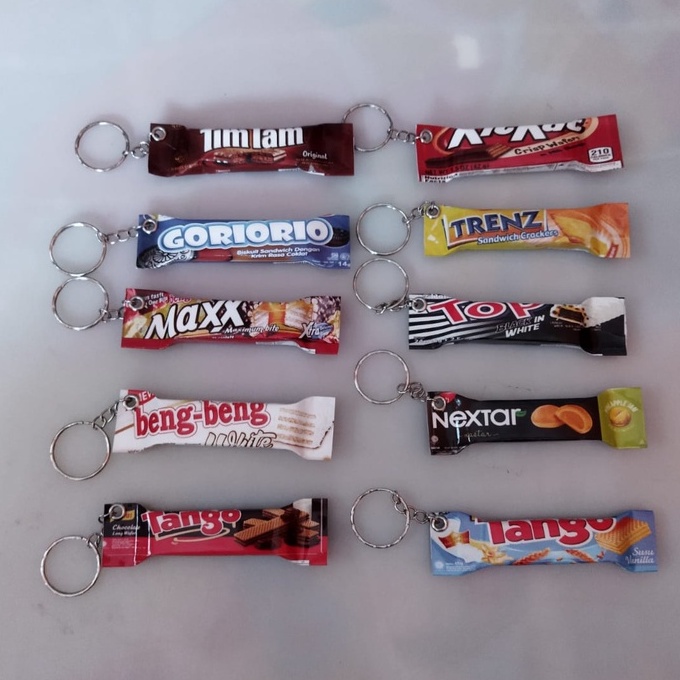 Gantungan Kunci Miniatur Tempelan Magnet Kulkas Snack Bahan Aluminium Foil Ring Standart Murah