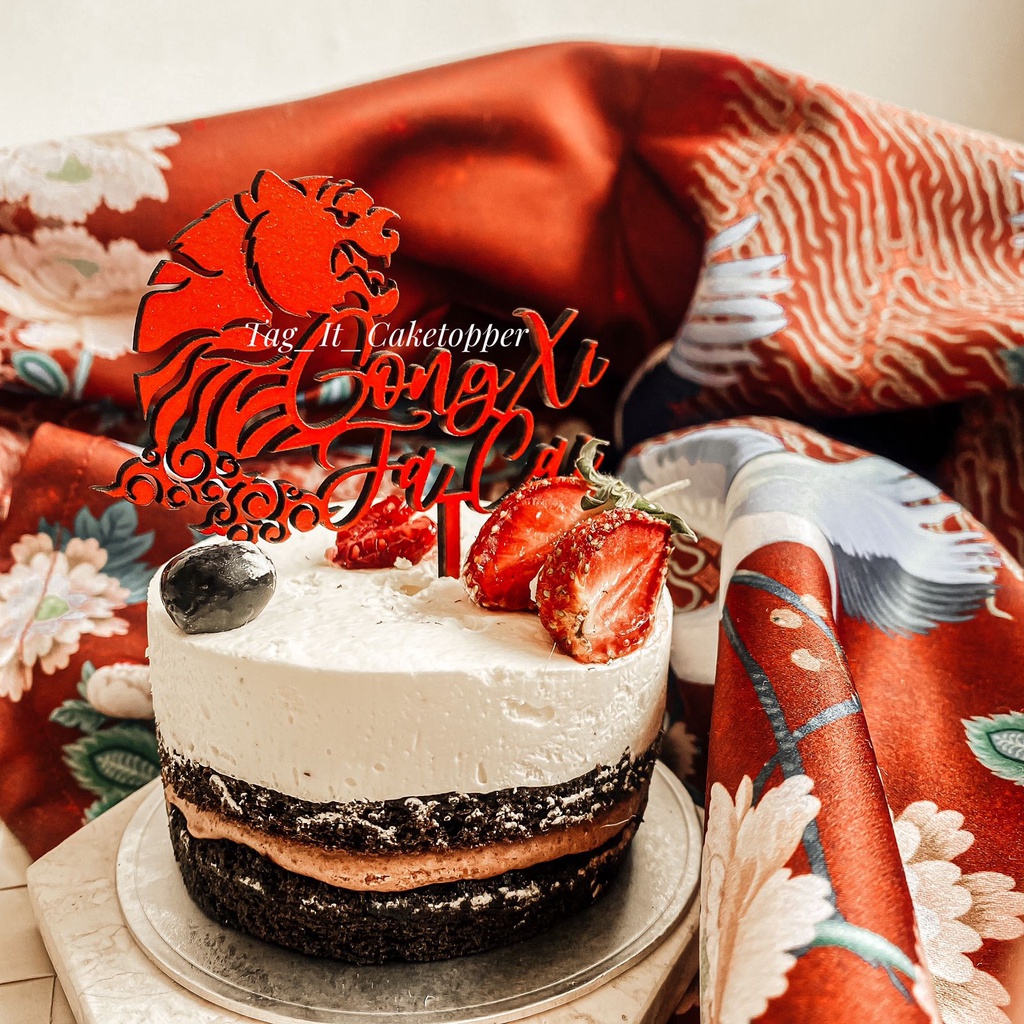 Cake Topper CNY chinese New Year Shio Macan Hiasan Kue Imlek Sincia Hampers Parcel 2022 Box Kotak Si