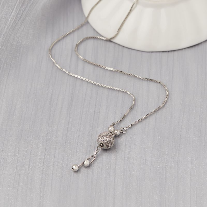 Cod Kalung Titanium Bola Crystal Kalung Titanium Anti Karat Kalung Wanita Kalung Titanium Wanita Kor