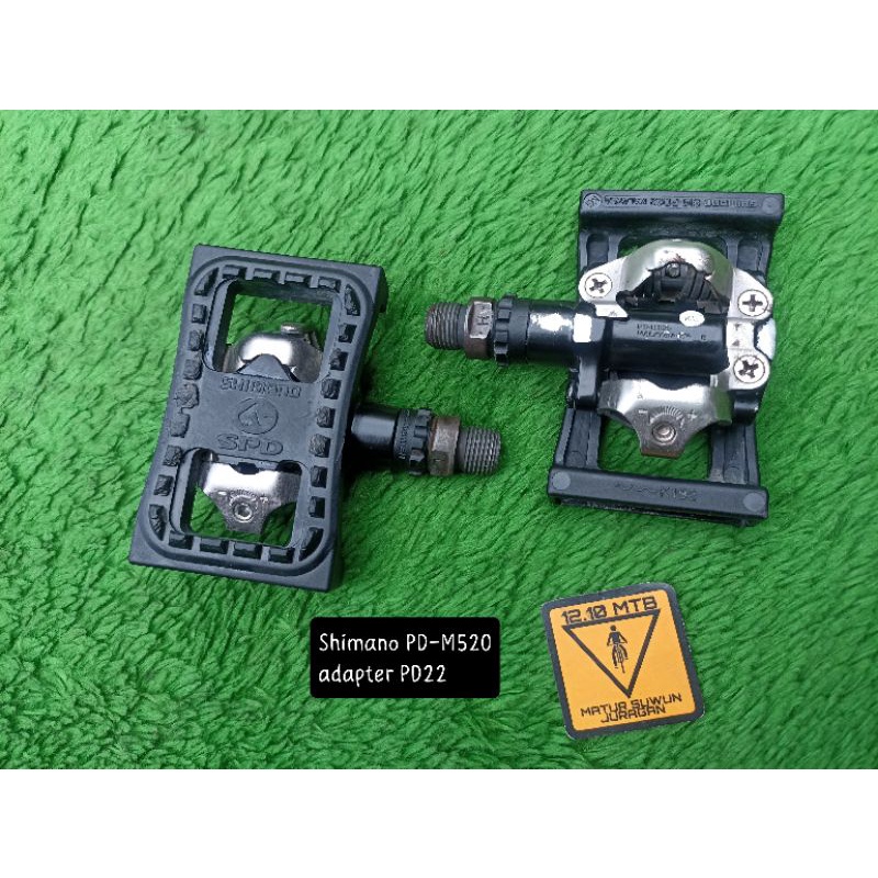 pedal cleat sepeda roadbike mtb shimano m520 dengan adaptor pd22 bukan m530 m540 m505 sh51 sh56 eh50