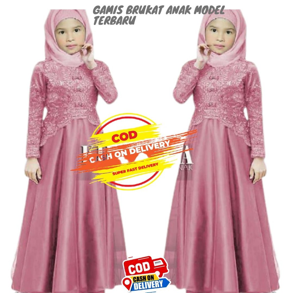 GAMIS ANAK KAELLA GAMIS BROKAT ANAK / PAKAIAN MUSLIM ANAK PEREMPUAN / GAMIS BROKAT MAXY DRESS MAXY