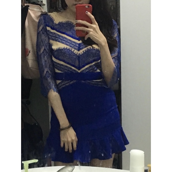 self portrait blue dress / self portrait mini dress electric blue / mini dress pesta