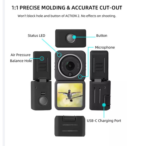 Sunnylife Protective Scratchproof Cover Silicone Case for DJI ACTION 2