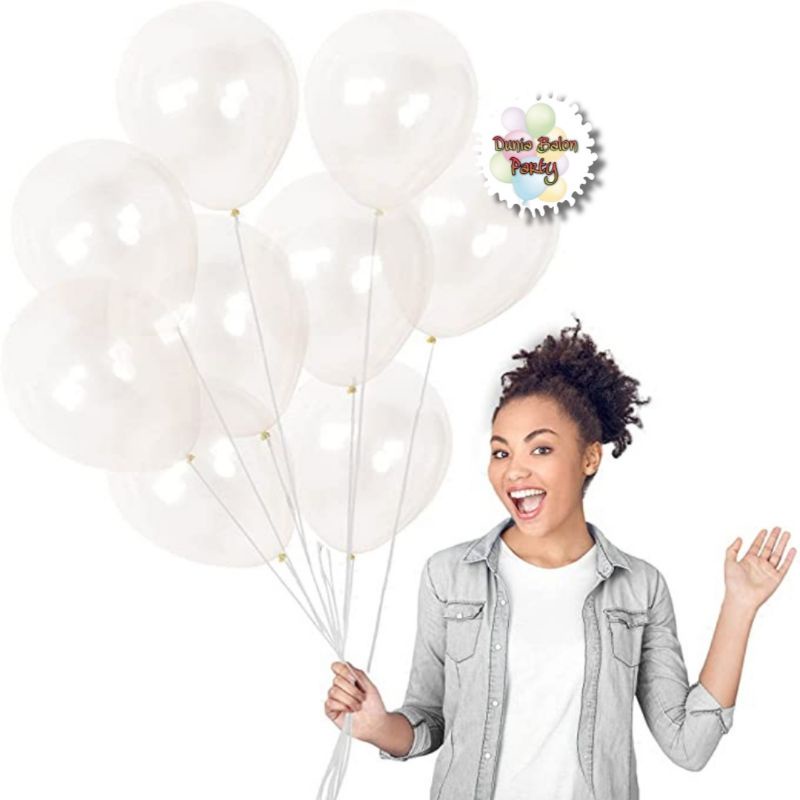 Balon Latex Transparant / Balon Latek Bening 12 inch Perpack isi 100