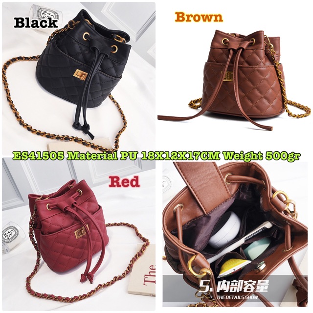 SALE  ES41505 Tas Import Wanita Tote Wanita Serut Bantal tas batam Tas Murah