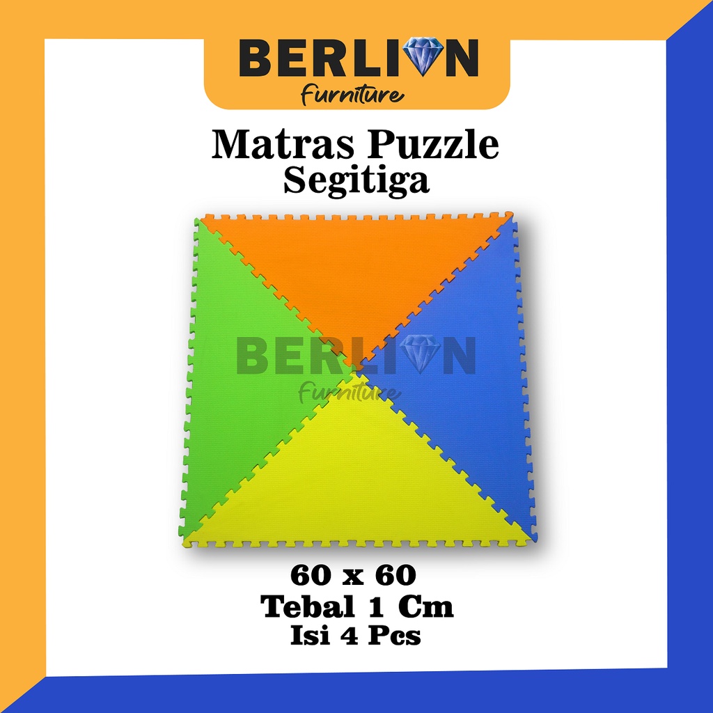 Matras Puzzle Segitiga Kombinasi 60 x 60 Tbl 1 Cm isi 16 Pcs / Alas Lantai / Playmat / Karpet / Alas Bermain anak