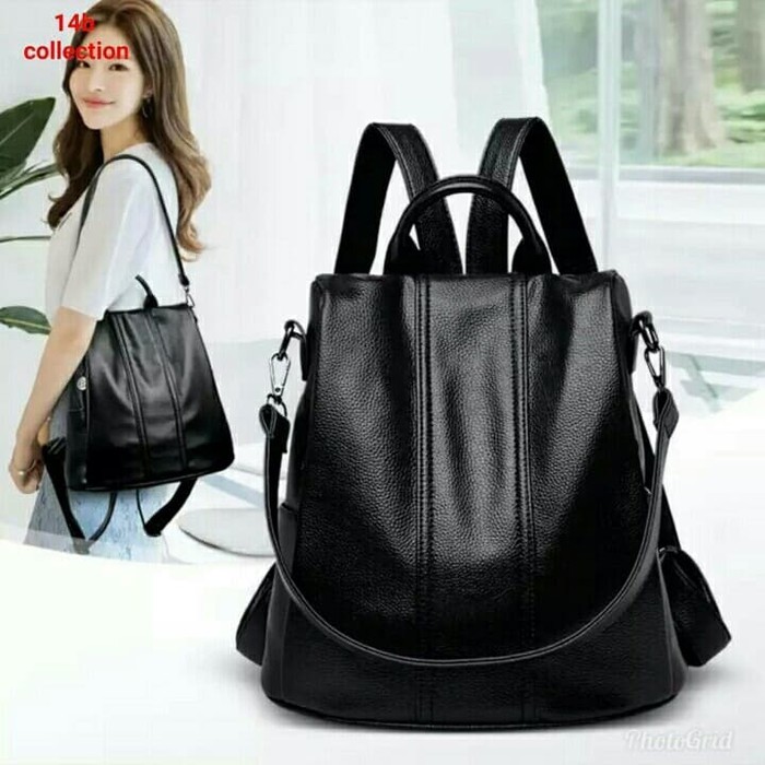 Tas Ransel Wanita Import Backpack Remaja Kanvas Elegan Hitam Dewasa X7R7 Tas Gendong Korea Kecil Mu