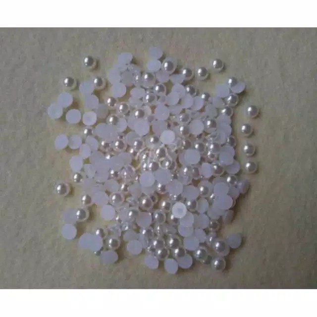 Half Pearl Putih Premium/ Mutiara Belah Putih 3mm