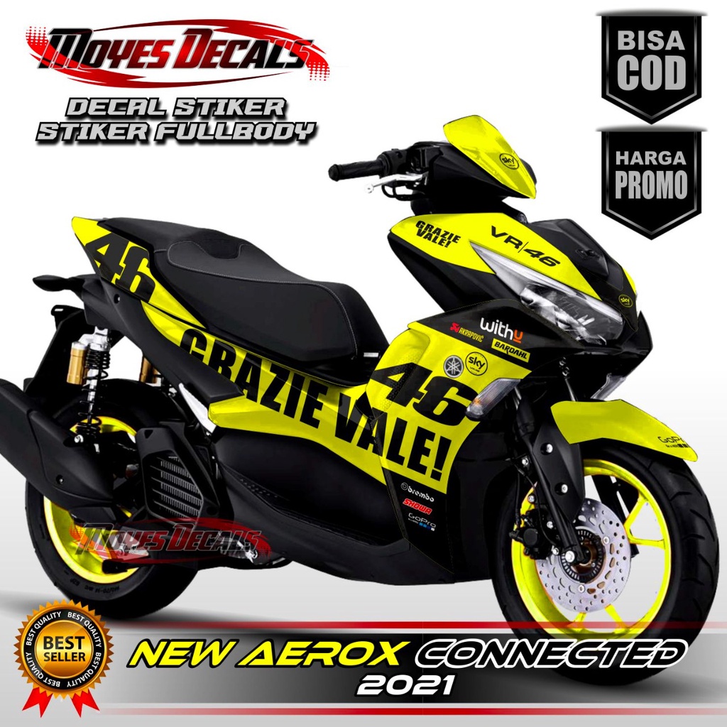 Decal Sticker New Aerox 155 - Motif Grazie Vale Fnas 46 Kuning Stabilo