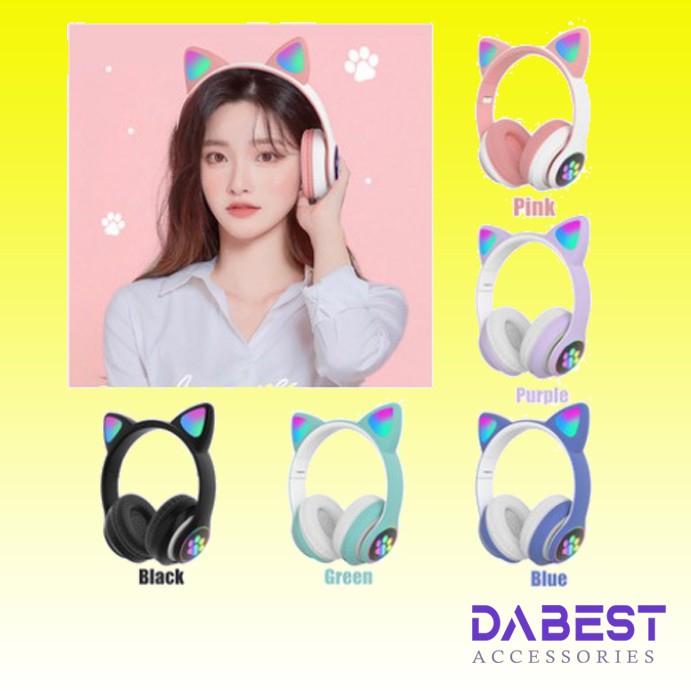 Cat Ear Headphone Wireless LED STN-28 Colorful Earphone Bass Gaming Bluetooth 5.0