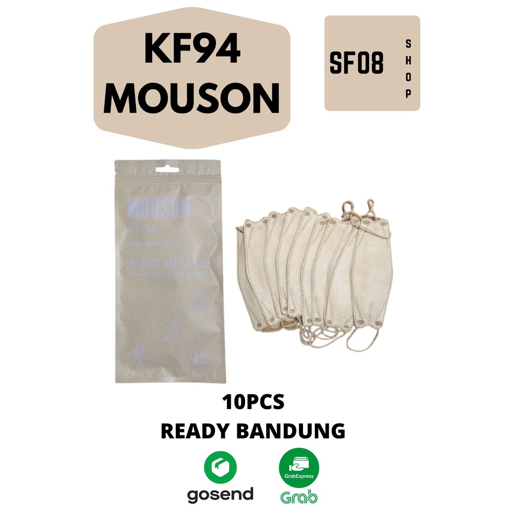 Masker Mouson KF94 Warna Cream isi 10pcs (READY BANDUNG)