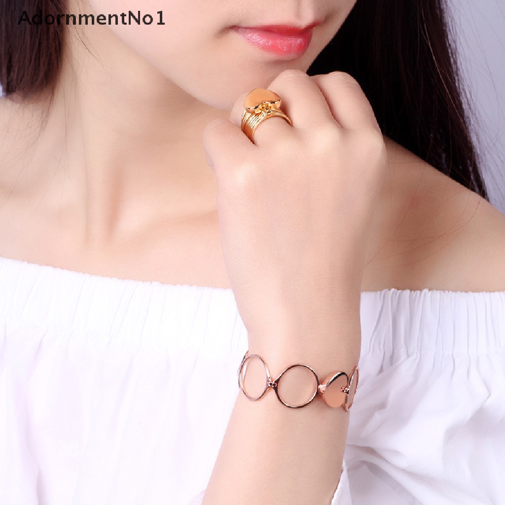 (AdornmentNo1) 2 In 1 Gelang Tangan Rantai + Cincin Motif Hati Bisa Ditarik Untuk Perhiasan Wanita