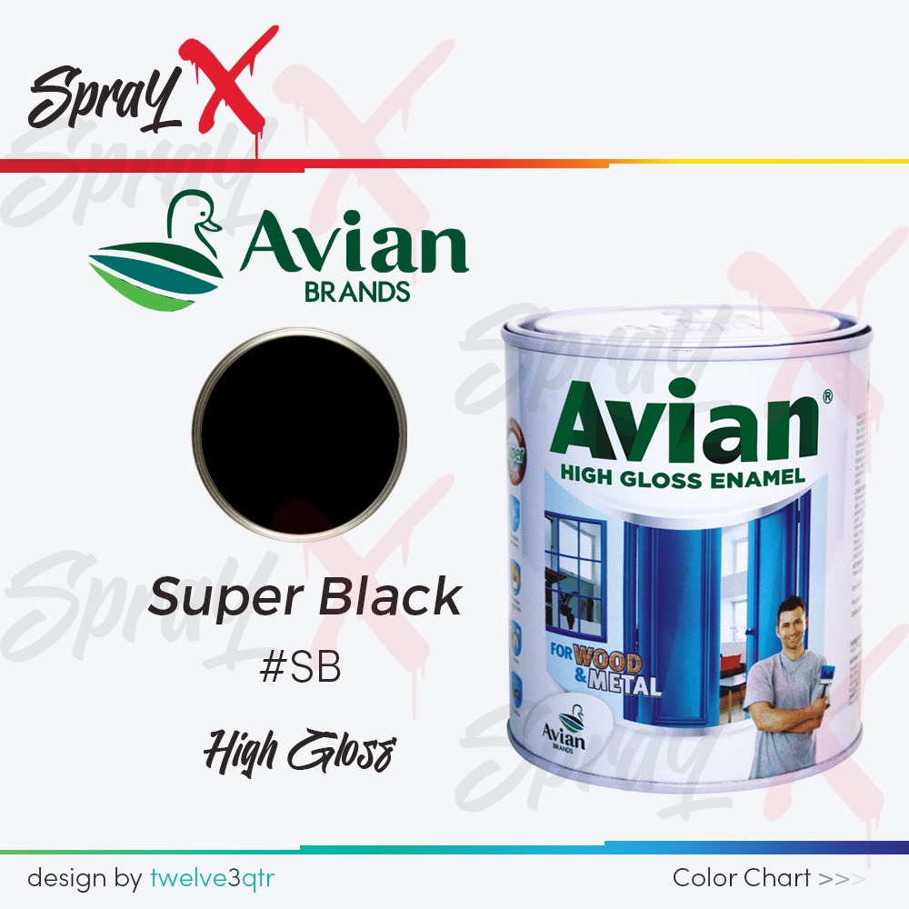 AVIAN CAT MINYAK SUPER BLACK SB / HITAM #SB 0.9 LITER - CAT KAYU DAN BESI