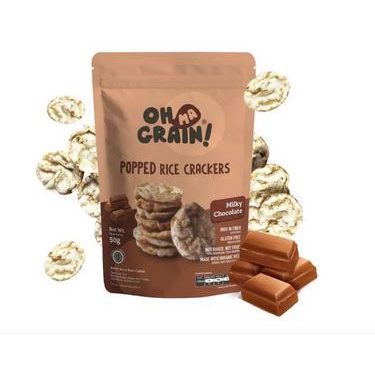 OHMA GRAIN! Popped Rice Crackers [ MILKY CHOCOLATE ] 50gr