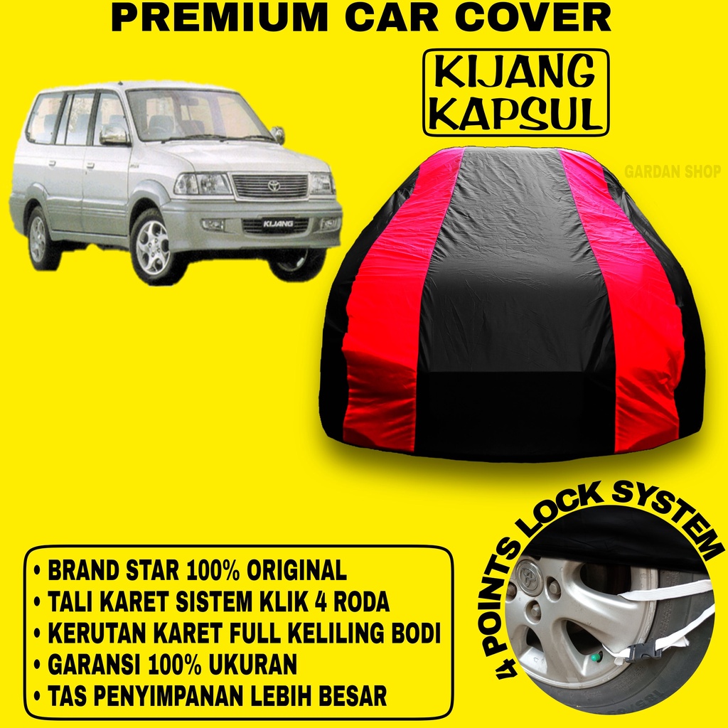 Body Cover KIJANG KAPSUL Sarung Strip MERAH Penutup Bodi Mobil Toyota Kjang Kapsul Waterproof PREMIUM Cover