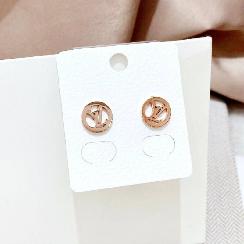 Anting Titanium Asli Rosegold motif elv Earring Stainless Steel Ori Anti Karat 011