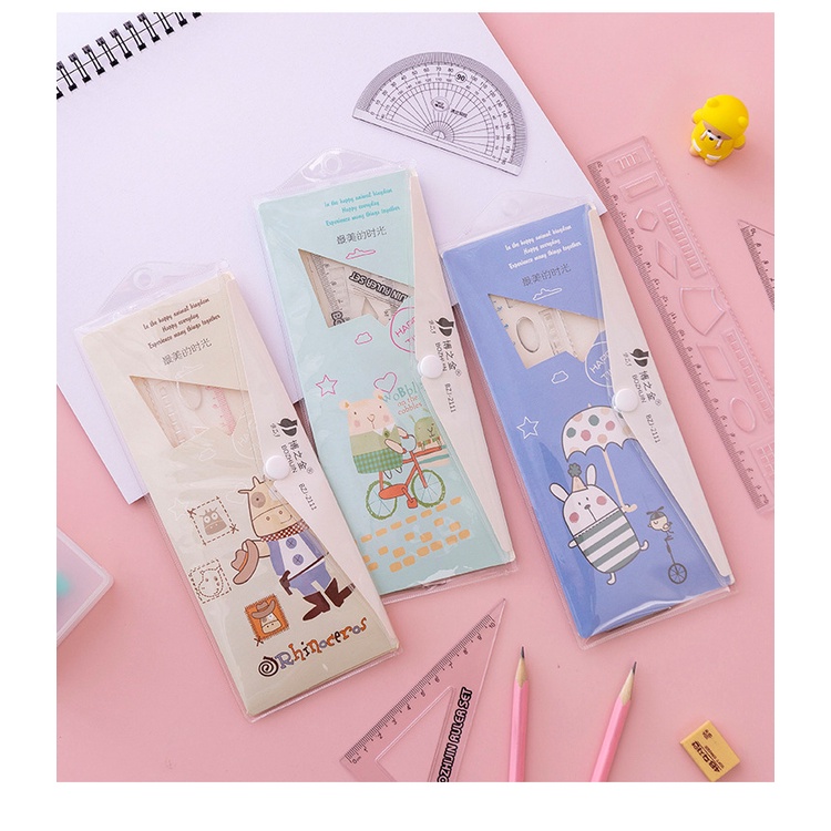 

ATM.Medan Set Penggaris Pouch Motif Lucu Beragam(4pcs)