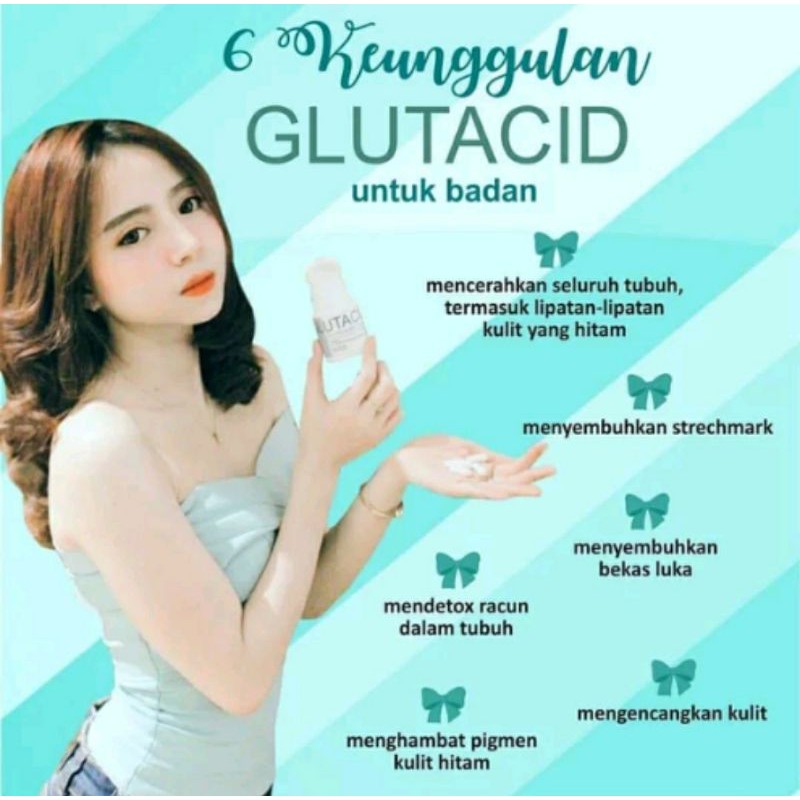 Glutacid asli 100% original - obat glutacid pemutih badan suplemen pemutih kulit tubuh ampuh topcer kapsul herbal ORI bpom