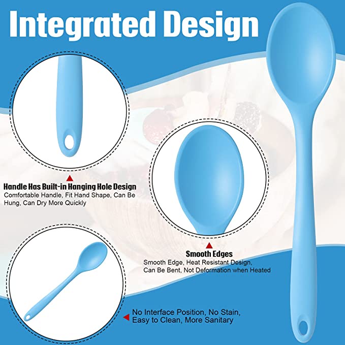 Sendok Silikon All-inclusive One-piece Dengan Gagang Panjang/Sendok Sup Pencampur/Sendok Makan Anti Lengket/Sendok Kopi Dessert Tahan Panas Sendok Pengaduk/Peralatan Makan Yang Bermanfaat