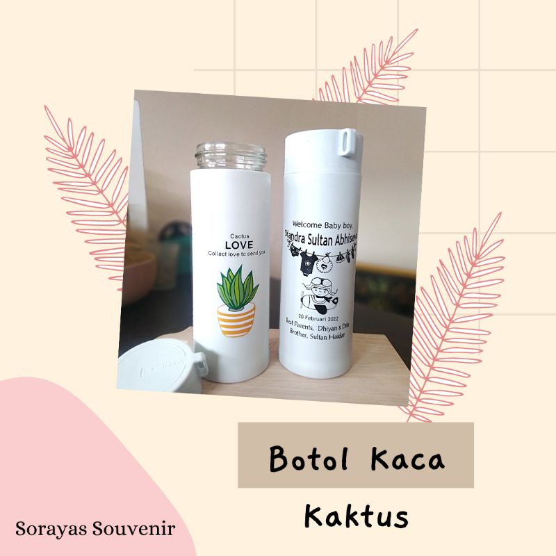 botol kaktus kaca 420 ml free sablon
